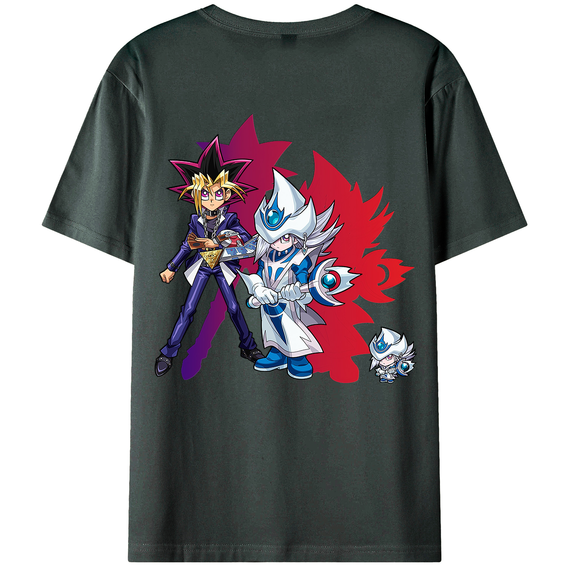 （画像用） 遊☆戯☆王 Yu-Gi-Oh! 綿100％ メンズ半袖Tシャツ（バックプリント） 通気性